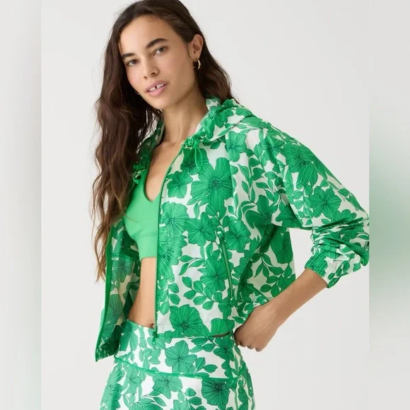 J.Crew Full-zip active anorak in botanical print BT715 - Picture 4 of 9